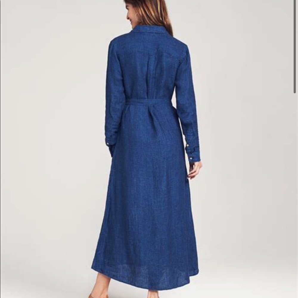 Faherty Button-Front Maxi Shirt Dress in Royal Blue - Picture 4 of 12